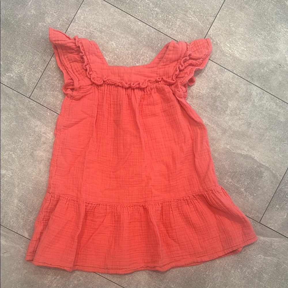 Cat & Jack Orange Flowy Blouse with Ruffled Neckline